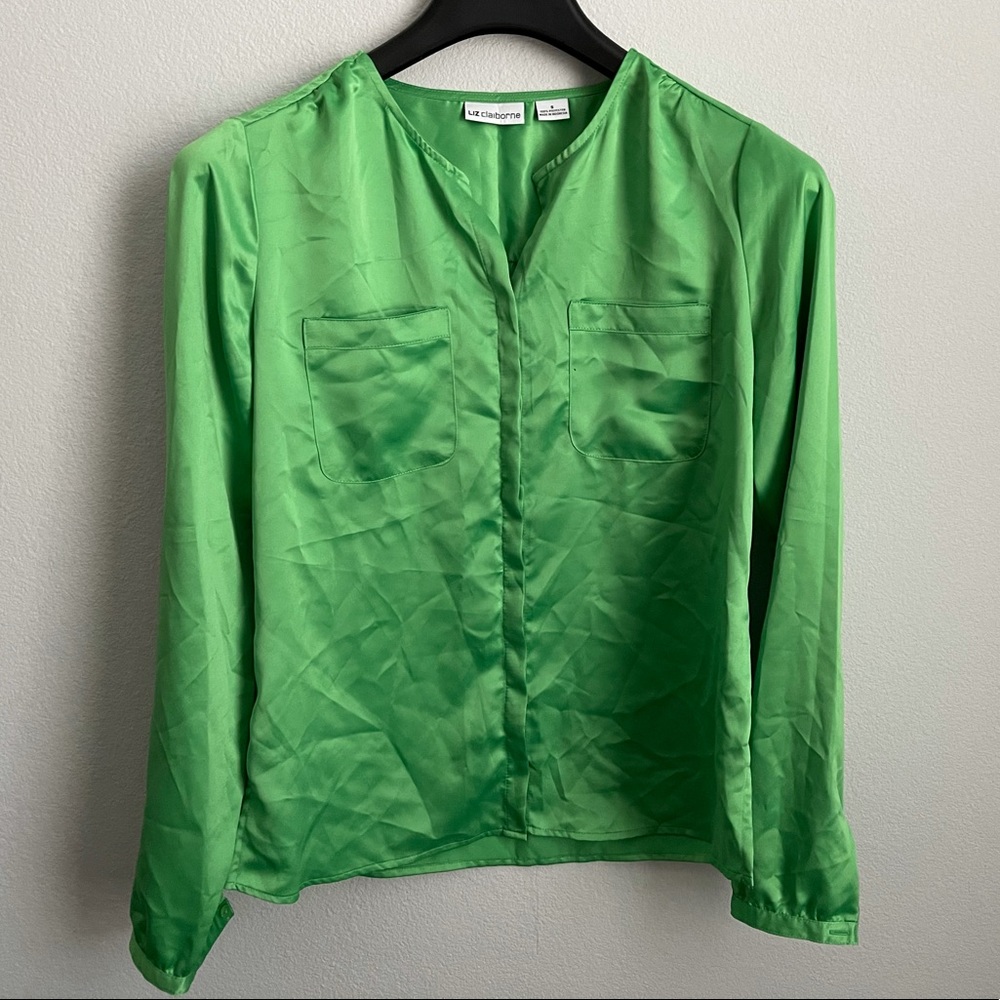 Lime Green Silky Button Down